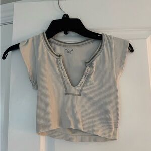 Urban Outfitters Cream Ribbed Top